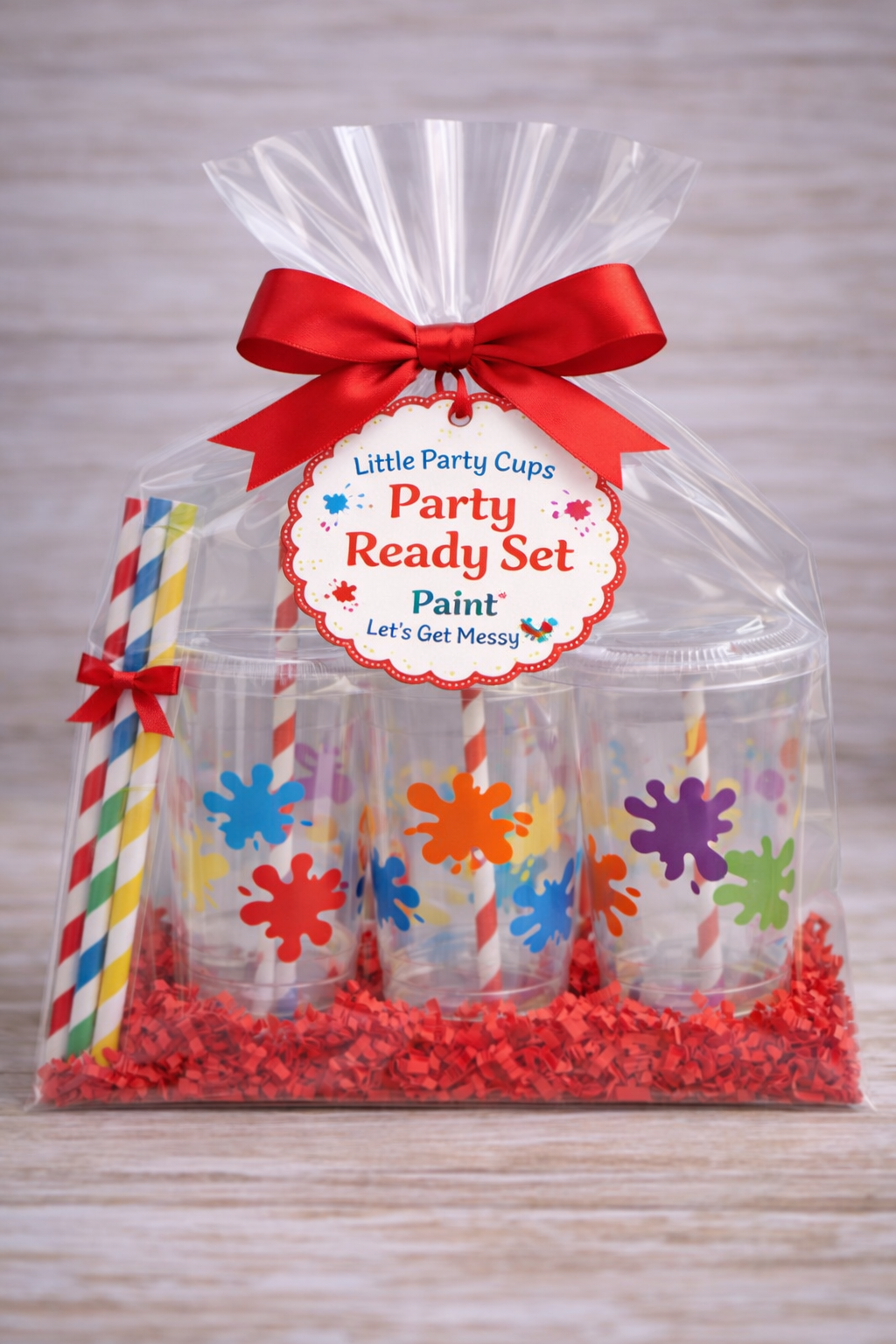 Art Paint Party Cups | Kids Party Cups with Lids & Straws