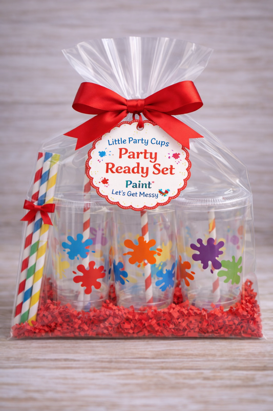 Art Paint Party Cups | Kids Party Cups with Lids & Straws