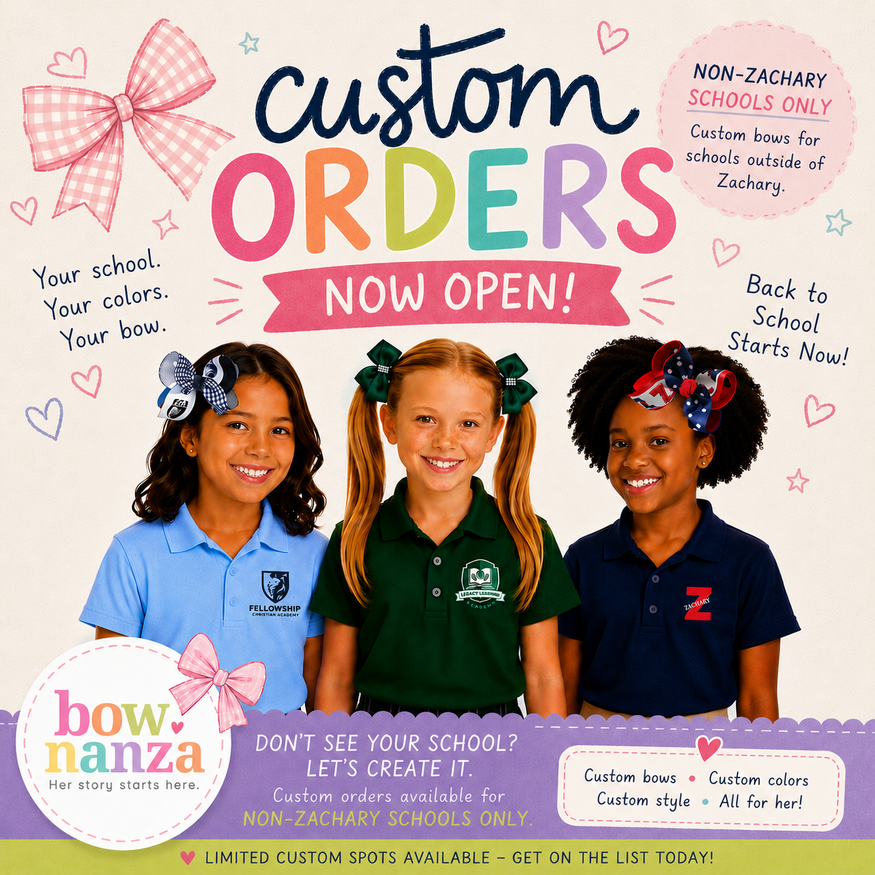Custom School Bows by BOW-NANZA®