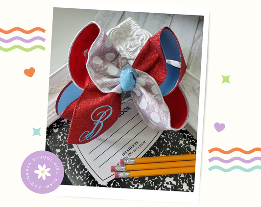 Broncos Initial Glitter Hair Bow