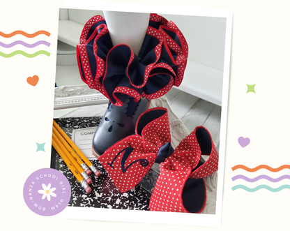 Red & Navy Polka Dot Ruffle Socks & Bow Set