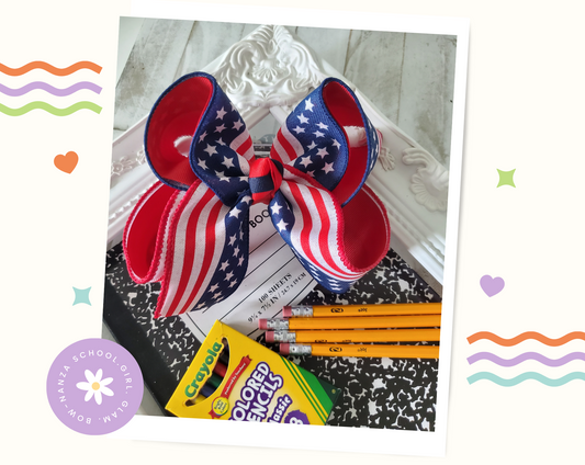 American Flag Ribbon Hair Bow