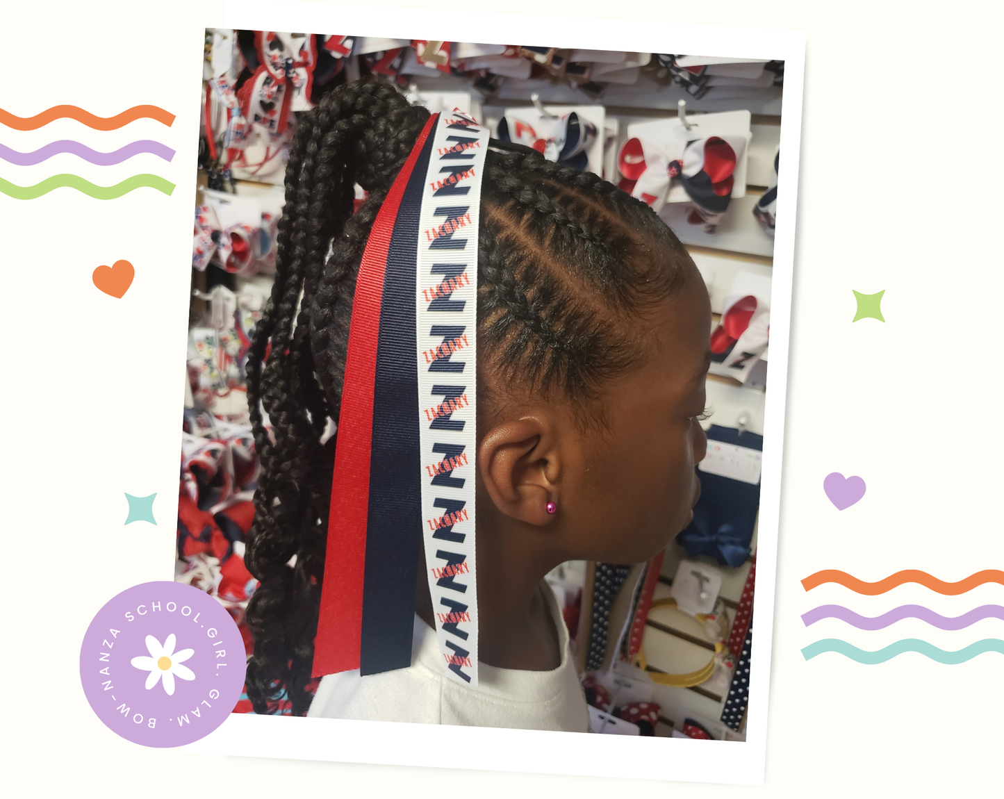 Zachary School Logo Red Swiss Dot Streamers