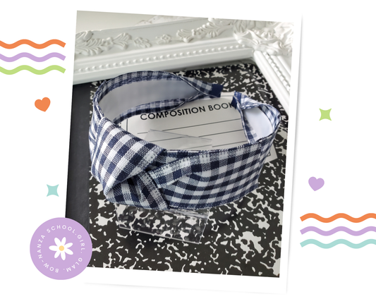 Navy Plaid Knot Headband