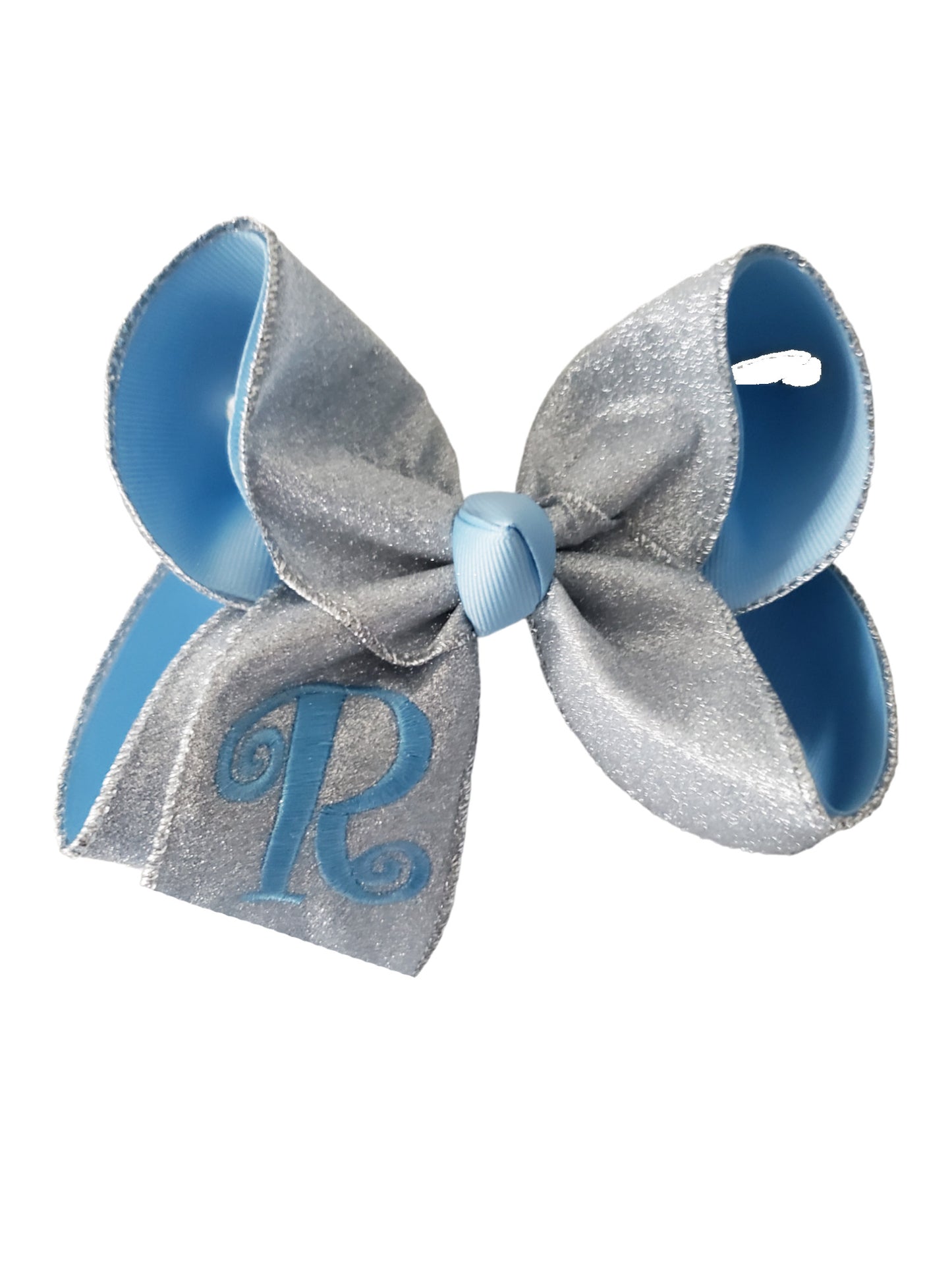 Silver Monogram Hair Bow