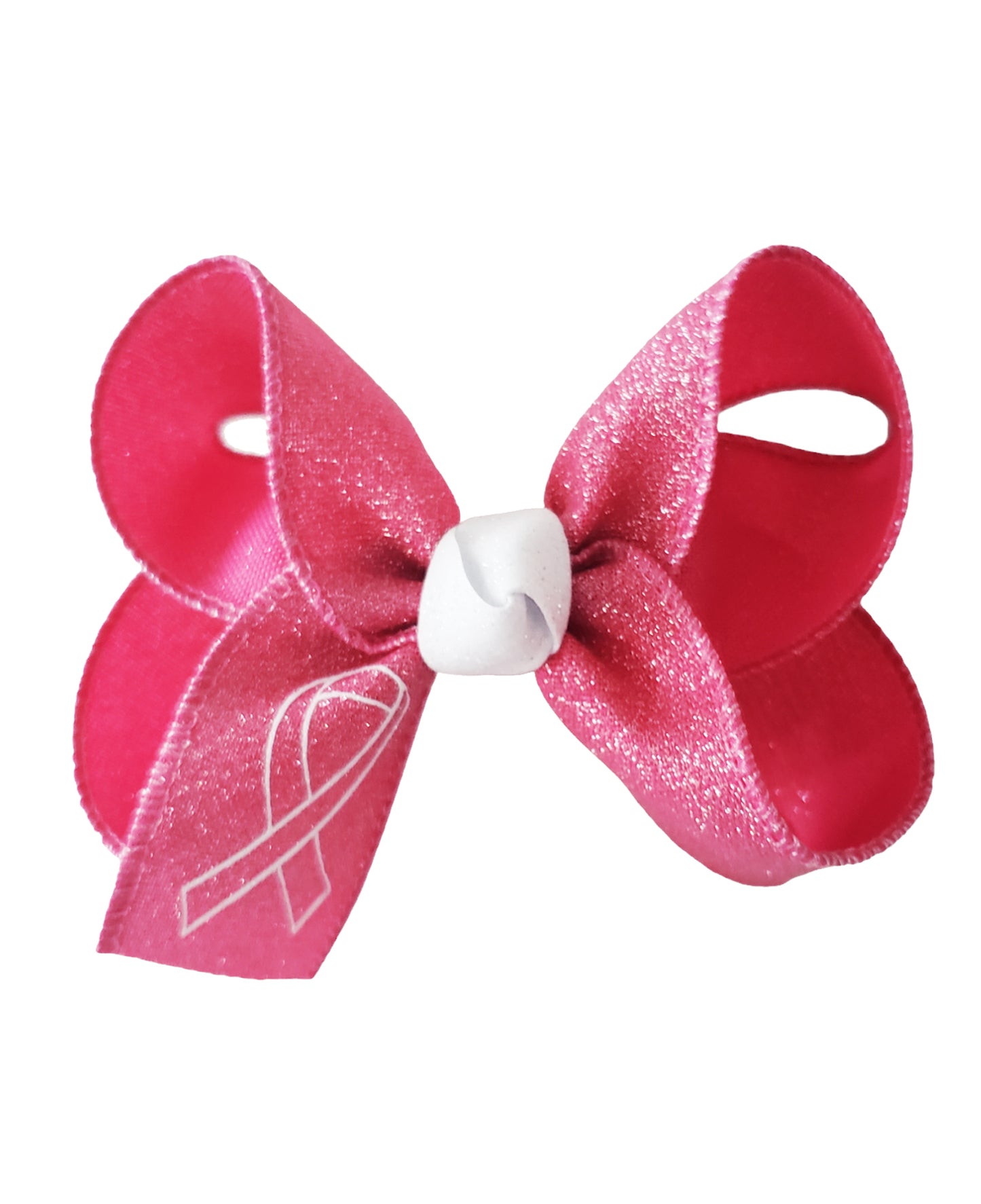 Awareness Pink Glitter Hair Bow