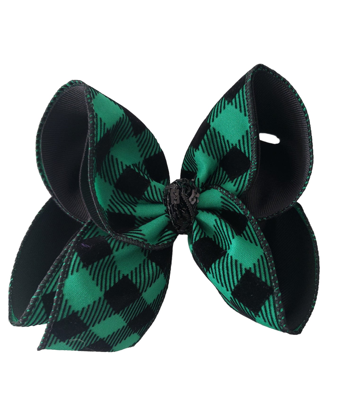 Green Buffalo Plaid Christmas Hair Bow