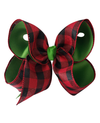 Buffalo Plaid Christmas Hair Bow