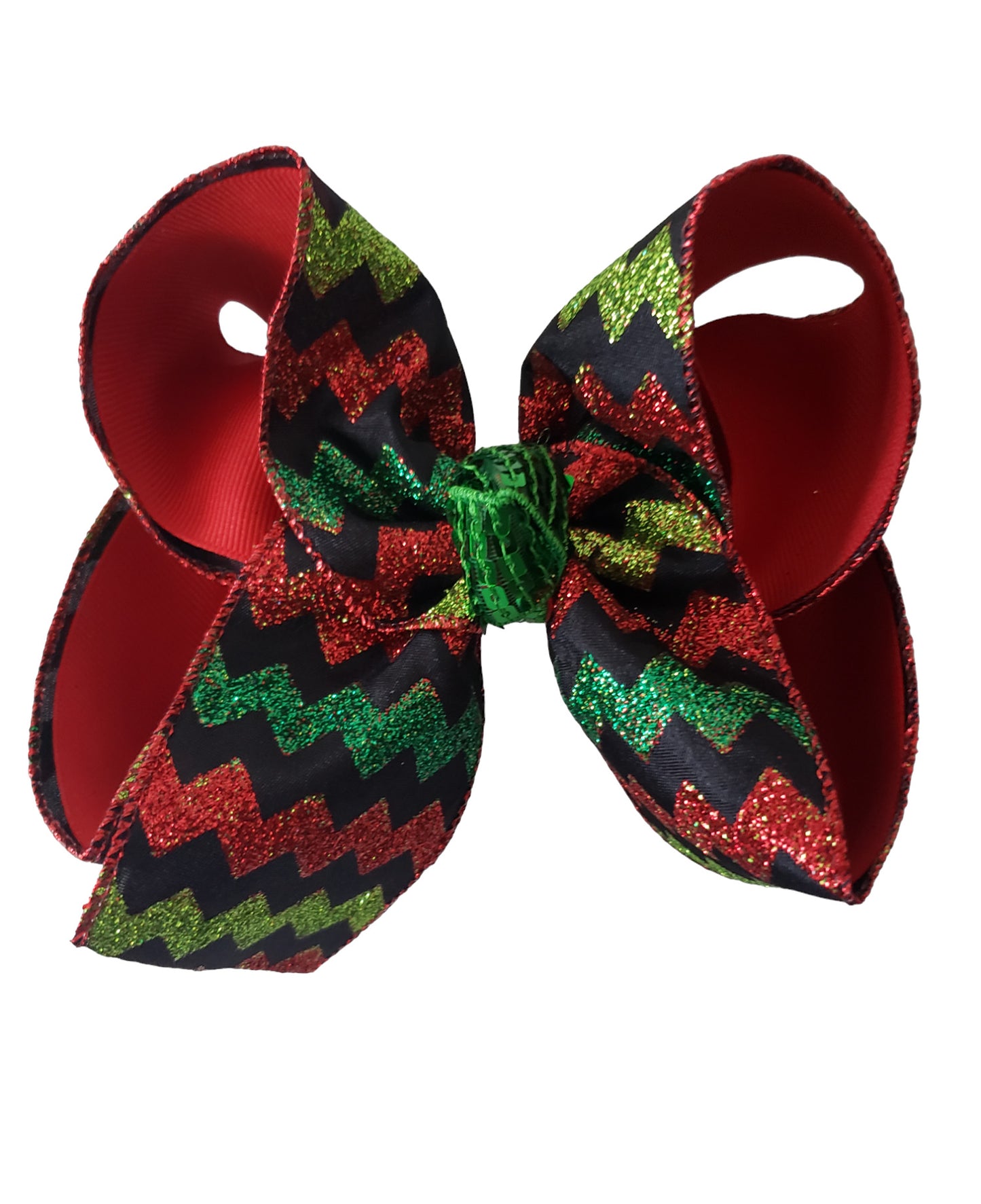 Glitter Chevron Christmas Hair Bow