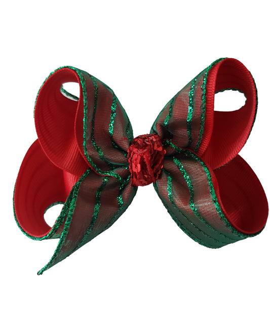 Metallic Green Christmas Hair Bow