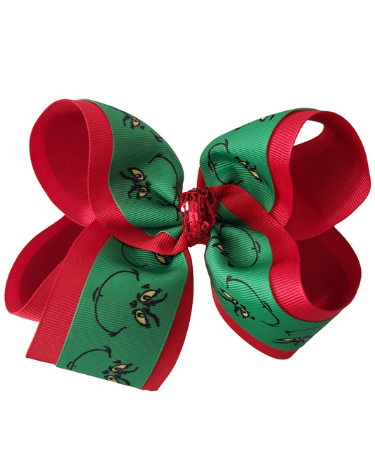 Mean Green Face Hair Bow