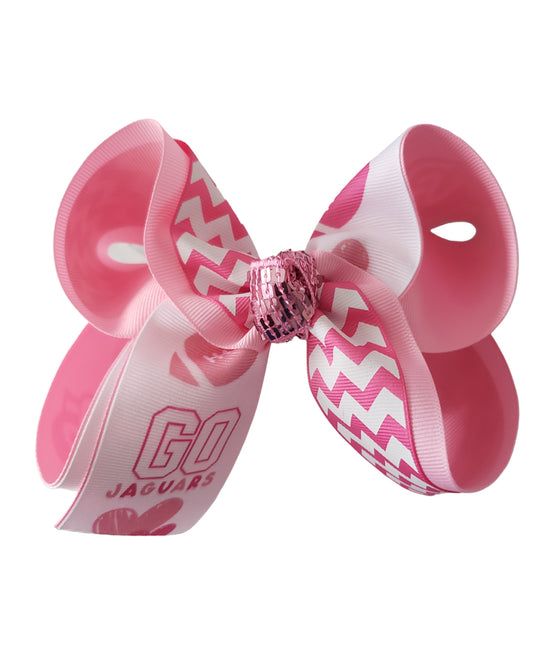 Pink Chevron Southern Jaguars Hair Bow