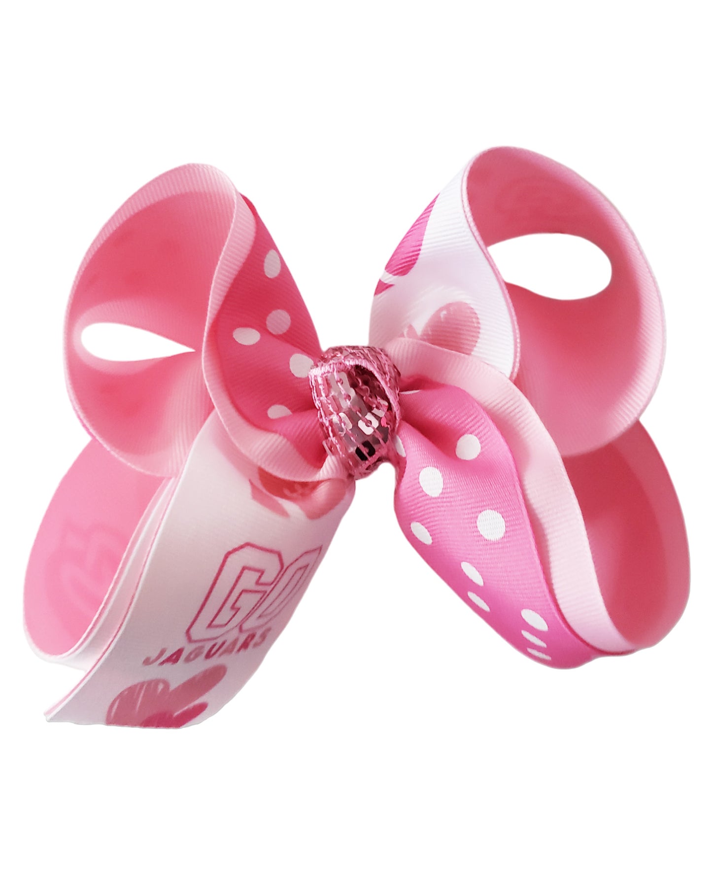 Pink Dots Southern Jaguars Hair Bow