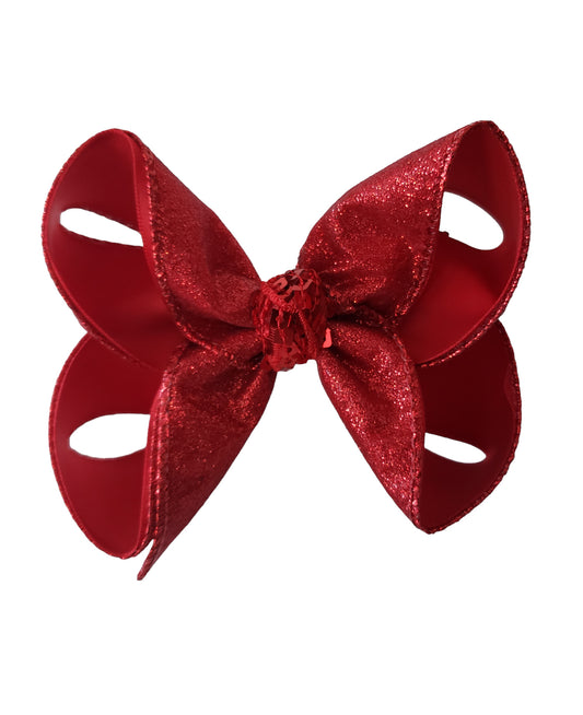 Red Glitter Christmas Hair Bow