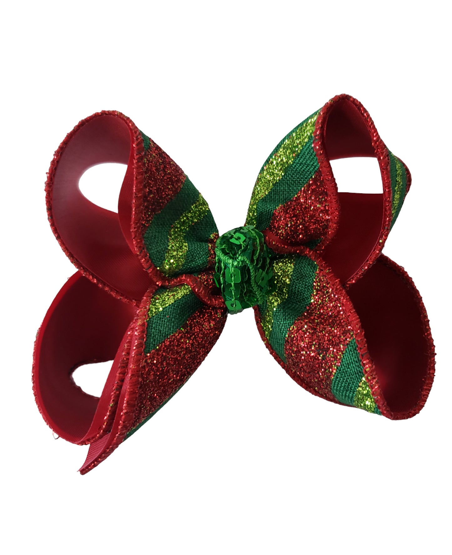 Glitter Stripe Christmas Hair Bow