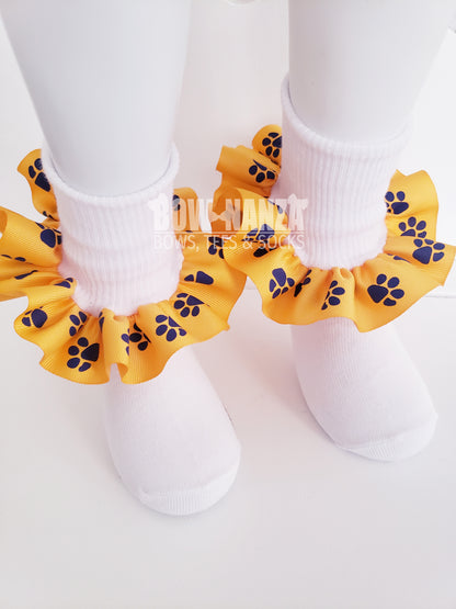 Paw Print Ruffled Socks