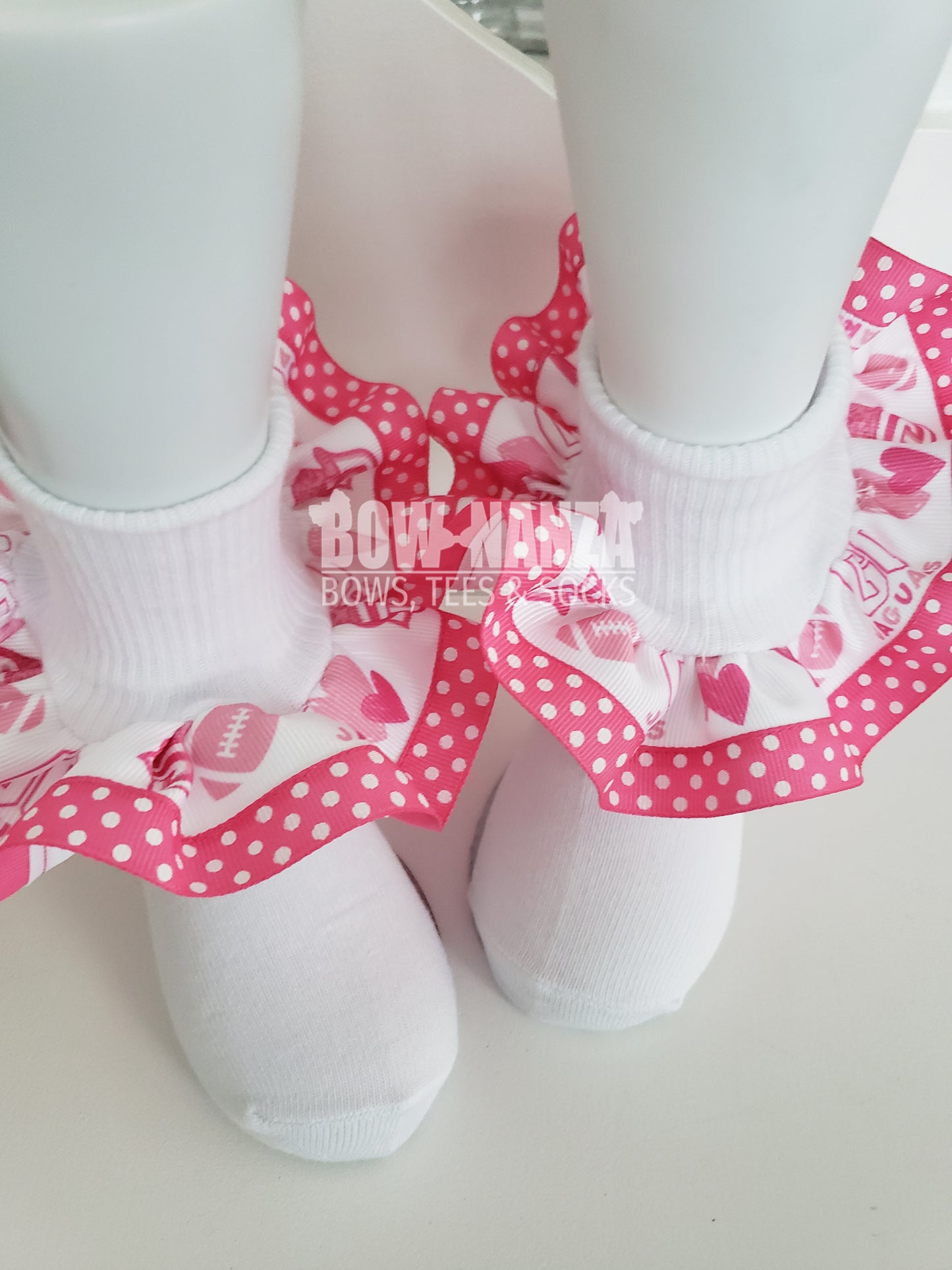 Pink Jaguars Logo Ruffled Socks