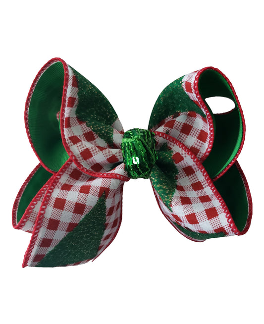 Plaid Christmas Tree Hair Bow