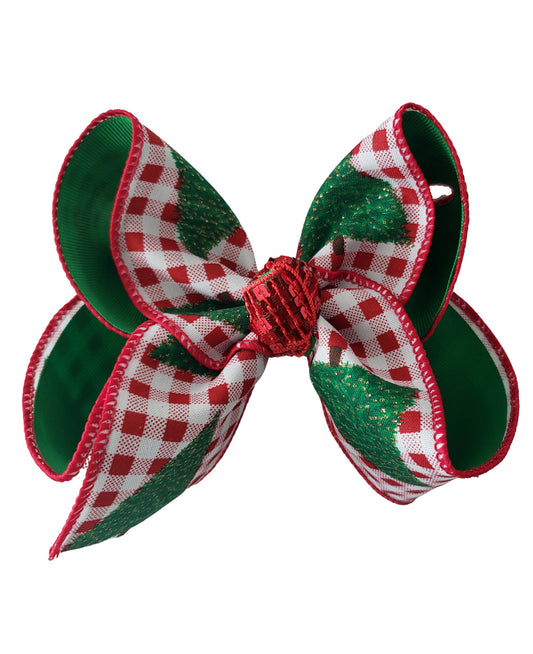 Plaid Christmas Tree Hair Bow