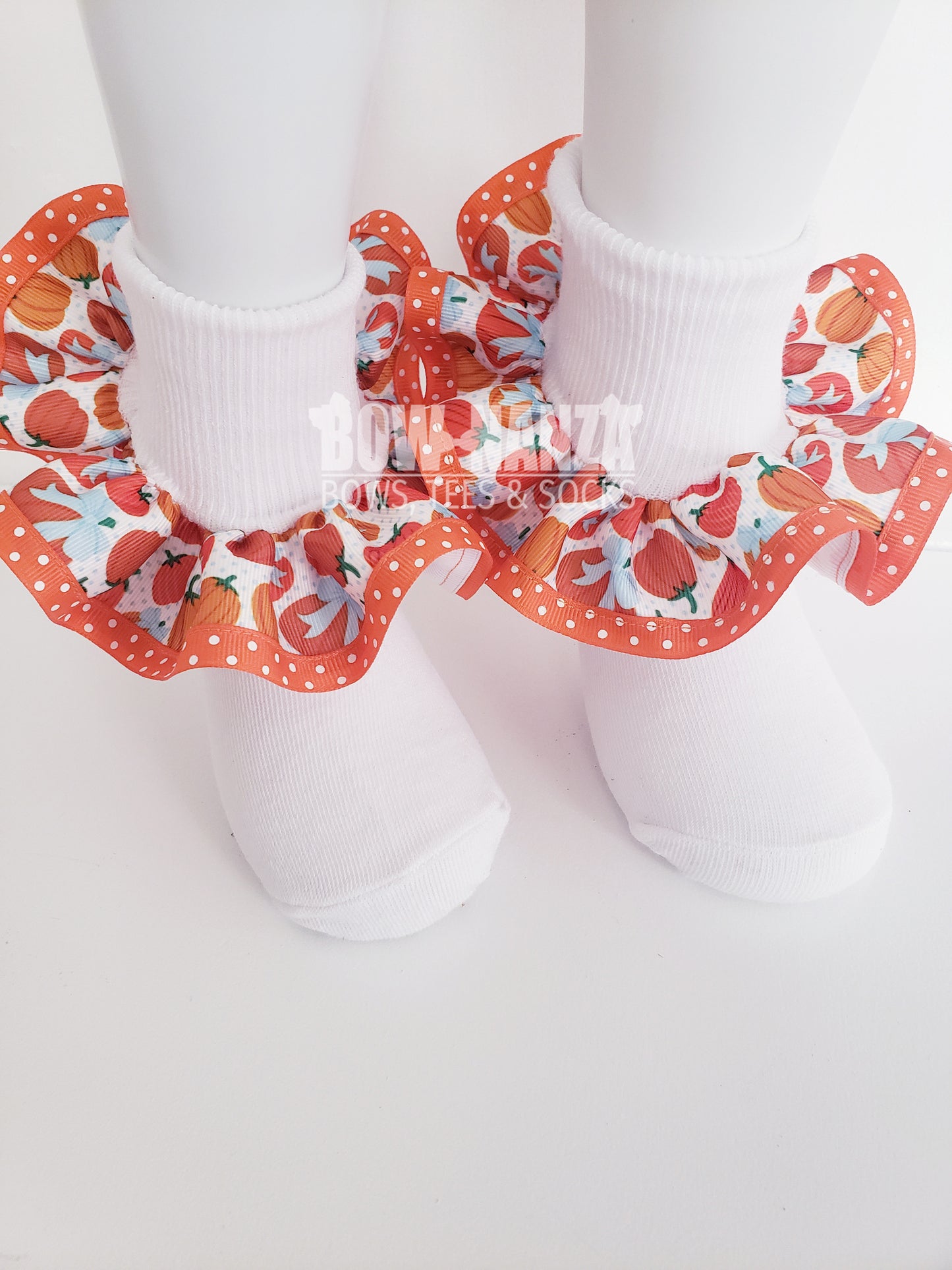 Fall Pumpkin Ruffled Socks