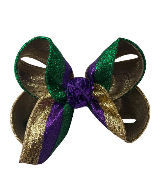 Mardi Gras Stripe Hair Bow