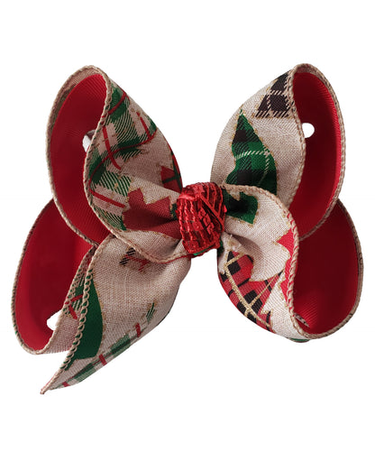 Burlap Christmas Tree Hair Bow